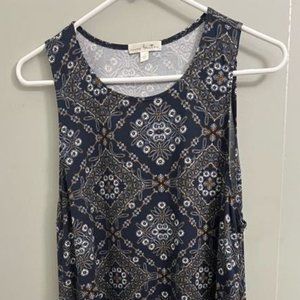 Nine Britton Blue Printed Sleevless Dress L